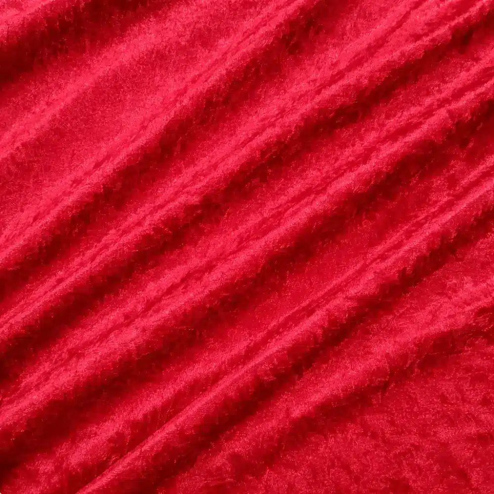 Terciopelo de carnaval suave y brillante en color rojo, ideal para disfraces y trajes festivos.