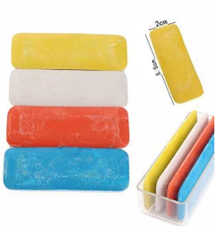 estuche de 4 jaboncillos marcadores de colores amarillo, blanco , rojo y azul.