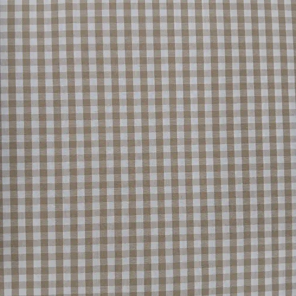 Tela de algodón con estampado de cuadros vichy en color beige y blanco