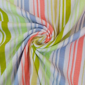 Muselina de algodón estampado de rayas de colores