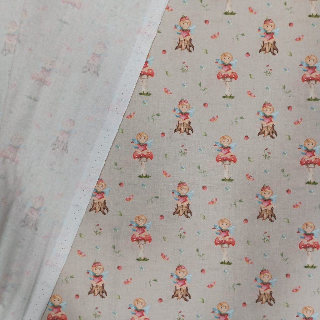 Algodon infantil con estampado de hadas del bosque