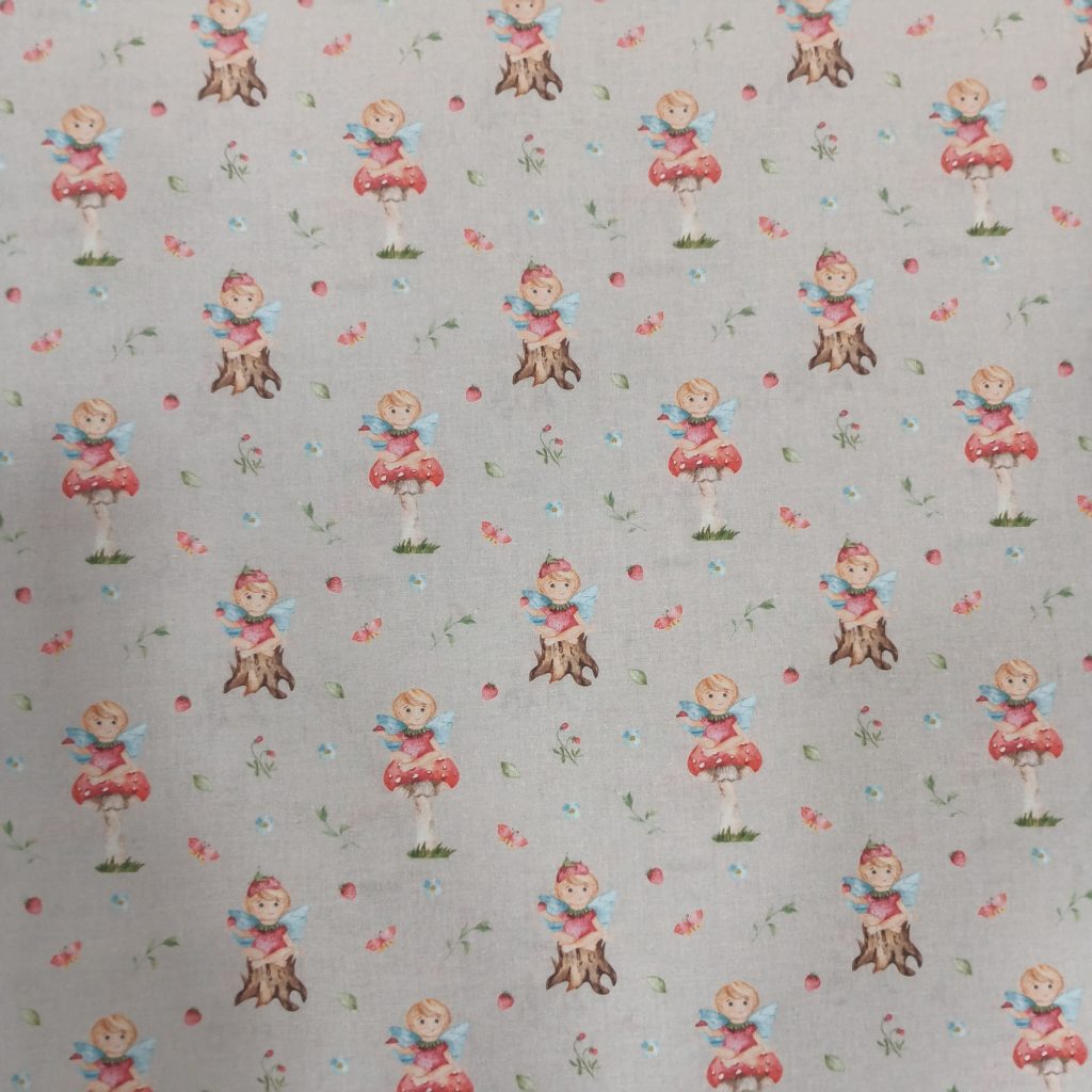 Algodon infantil con estampado de hadas del bosque