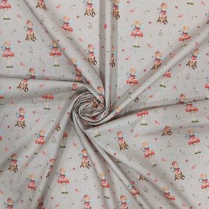 Algodon infantil con estampado de hadas del bosque