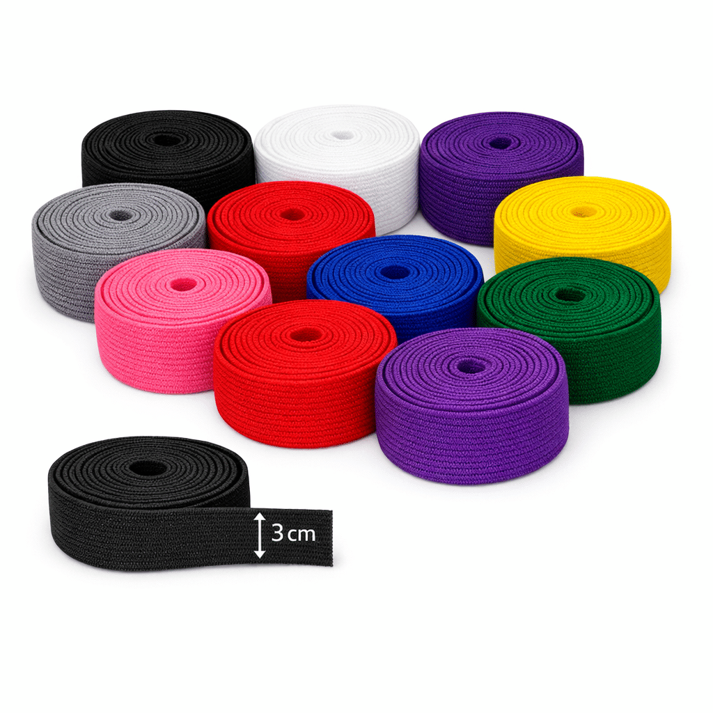 Cintas elásticas enrolladas de colores de 3 cm para costura y mercería