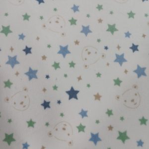 Coralina fondo blanco con carita de ositos y estrellitas en color azul y verde