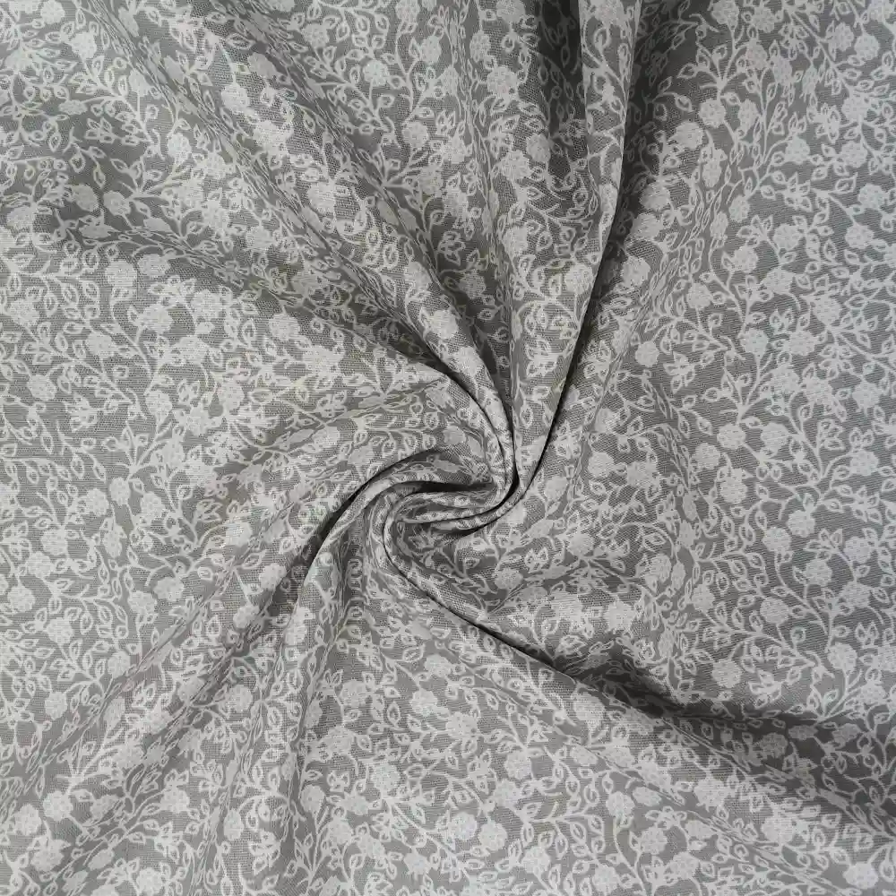 algodon-gris-florecitas-grises-3 Tejido de algodón gris con estampado de pequeñas flores grises distribuidas de forma uniforme sobre la superficie