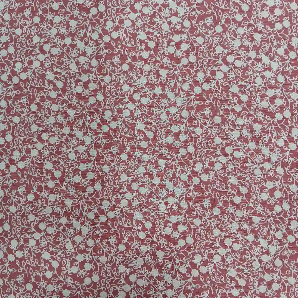 tela-algodon-estampada-flores-pequenas-burdeos-1 Tela de algodón estampada con flores pequeñas blancas sobre fondo burdeos, ideal para confección, patchwork y decoración.