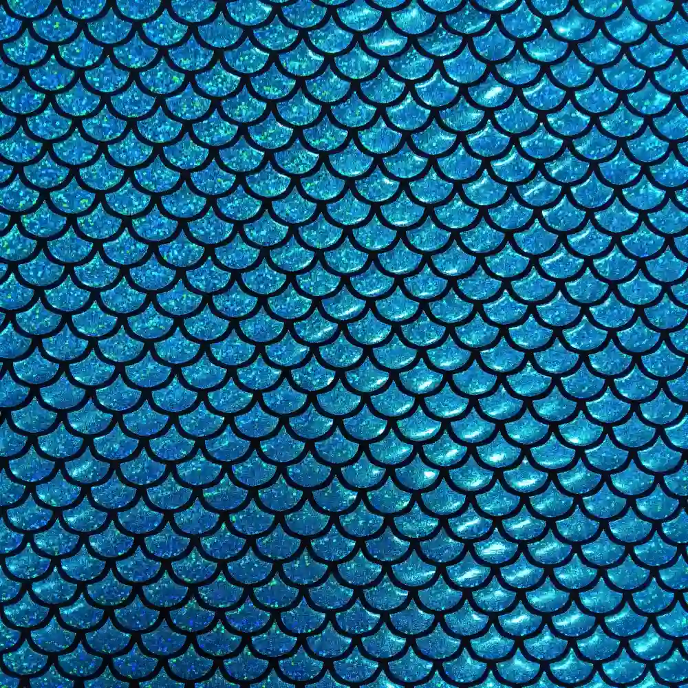 tela-lycra-estampado-sirena-1 Tela lycra estampado sirena con diseño de escamas en tonos azules brillantes