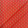 Tela de algodón naranja con estampado geométrico pistacho repetitivo