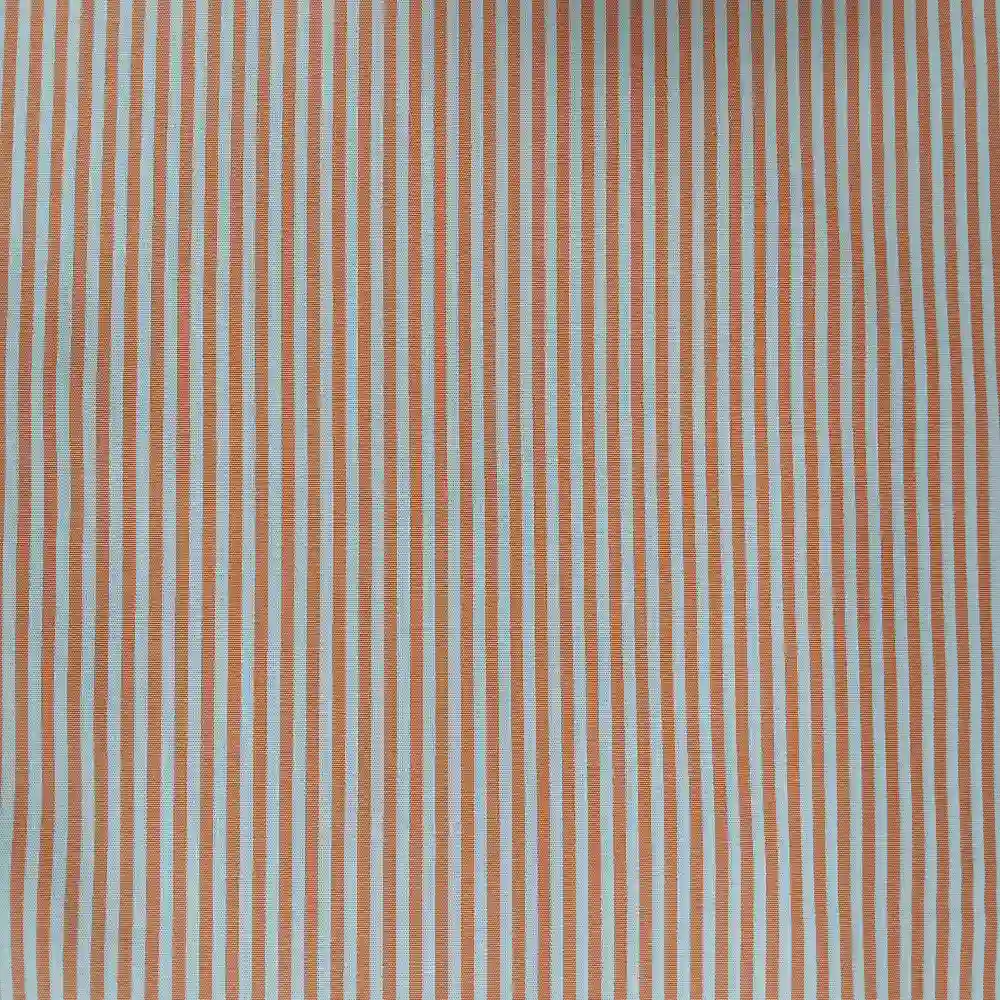 Tela de algodón con rayas blancas y naranjas