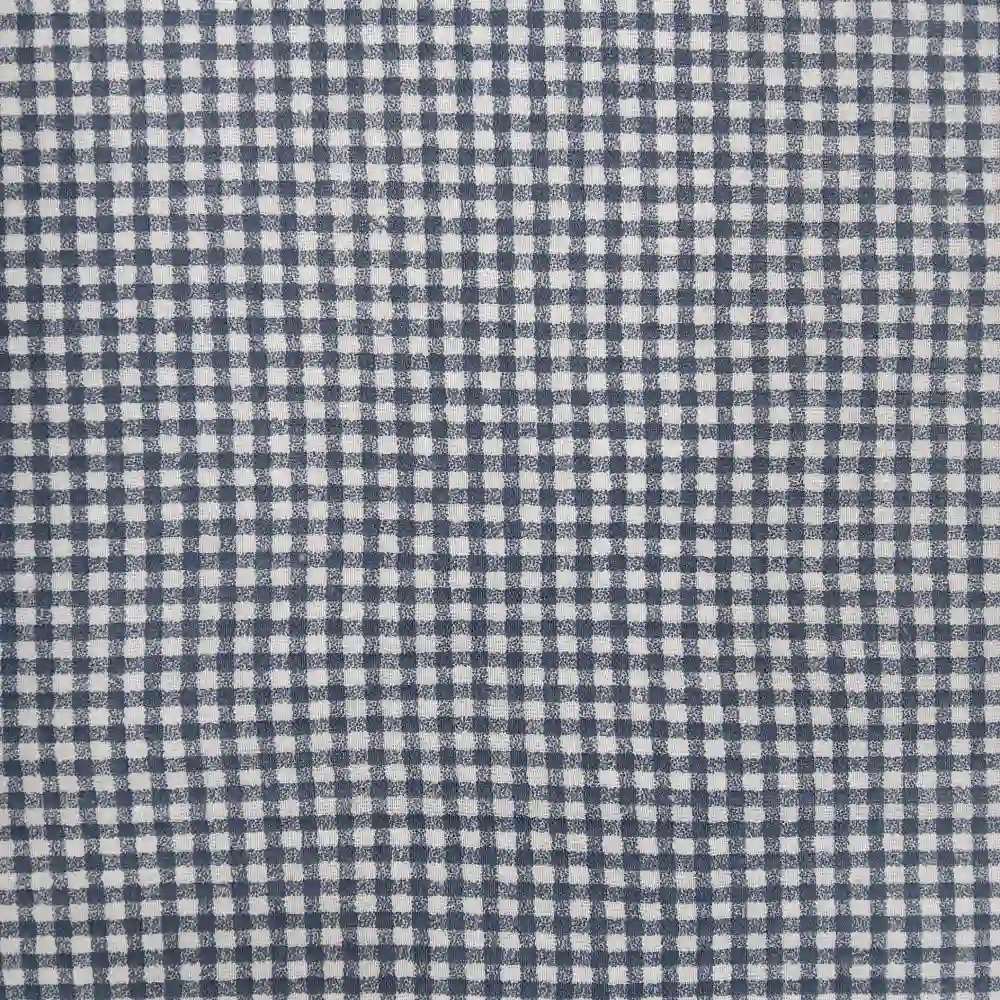 Tela de muselina estampada vichy azul marino de cuadros pequeños