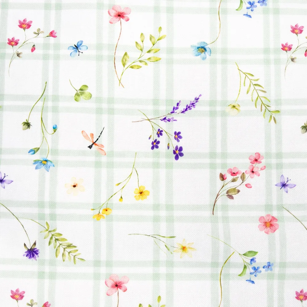 Tela resinada flores primavera con estampado floral, ideal para confección de manteles y decoración de cocina o terraza