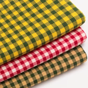 Tela seersucker de algodón vichy