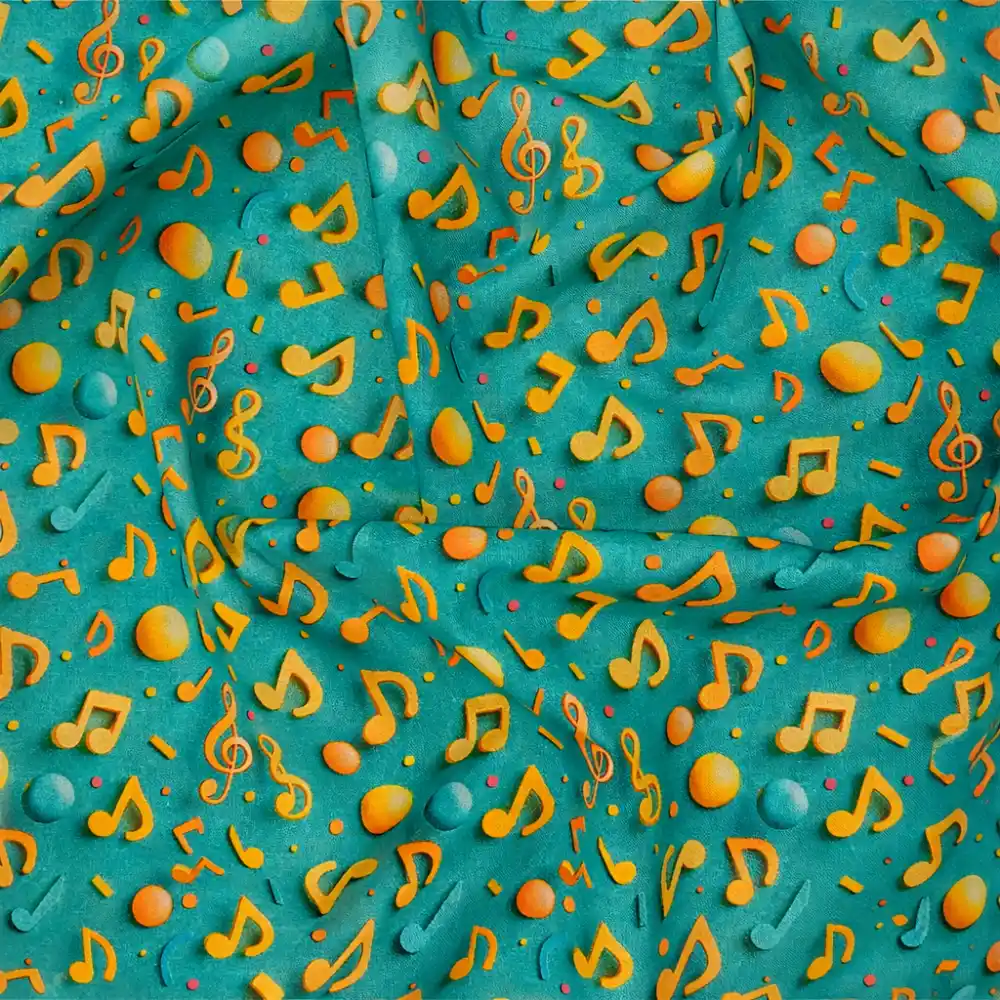 tela-algodon-notas-musicales-estampado-3 Tela de algodón con estampado de notas musicales sobre fondo verde para costura creativa