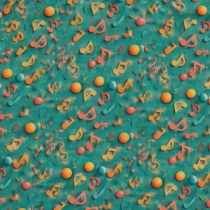 Tela de algodón con estampado de notas musicales sobre fondo verde para costura creativa