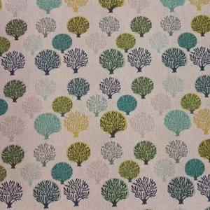 Tela loneta canvas estampada con árboles de colores