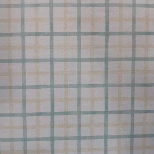 Tela de mantelería resinada de poliéster con estampado de cuadros verde salvia