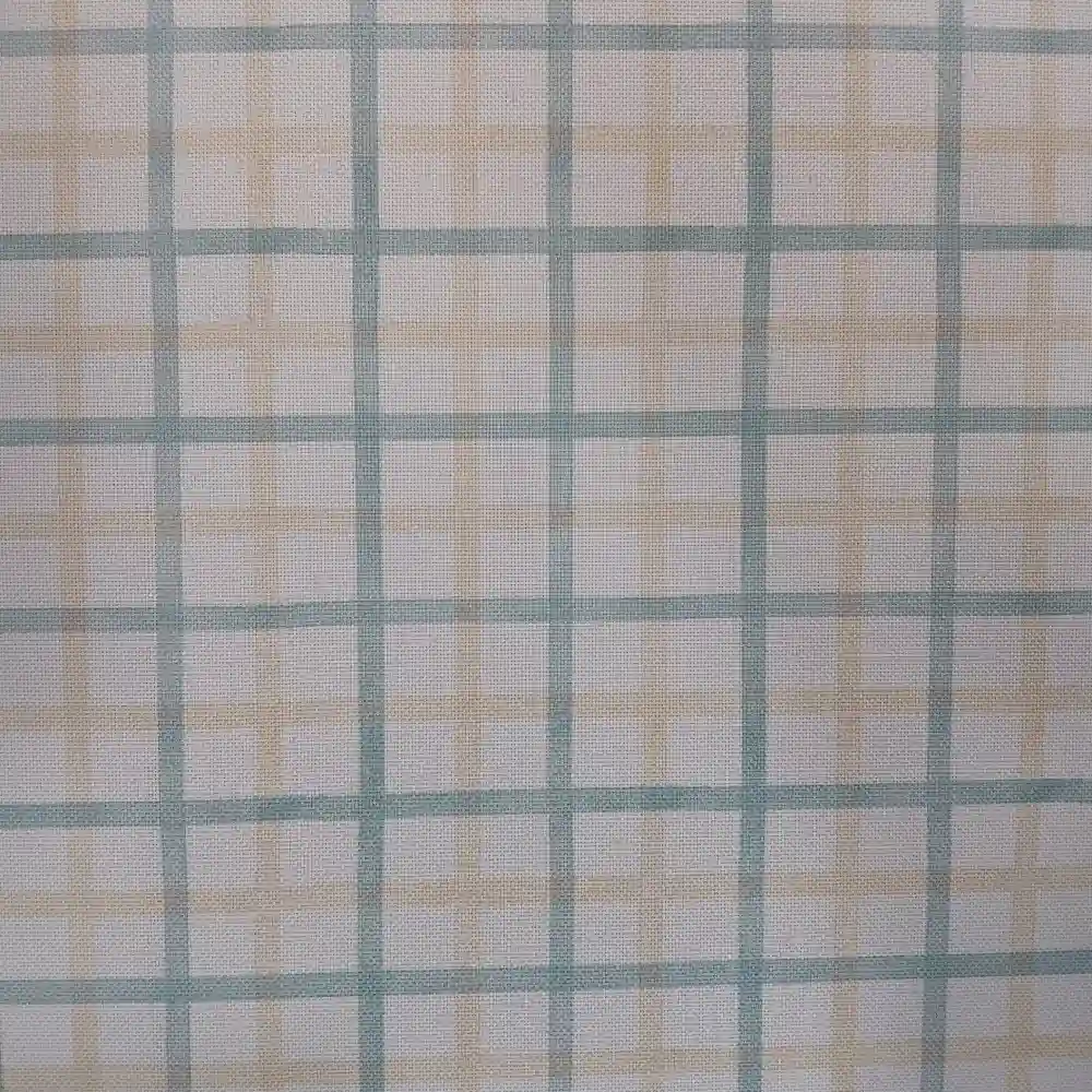 Tela de mantelería resinada de poliéster con estampado de cuadros verde salvia