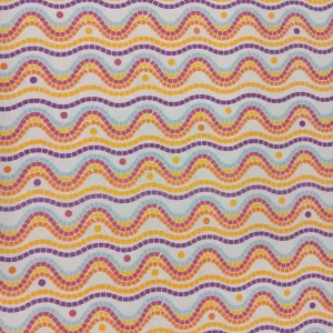 tela de algodón estampado mosaico estilo Gaudí con ondas de colores