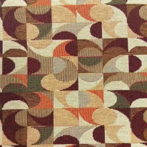 Tela loneta jacquard con estampado abstracto en tonos cálidos ideal para decoración
