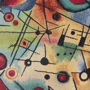 Tela loneta jacquard con estampado abstracto multicolor de estilo artístico para decoración.