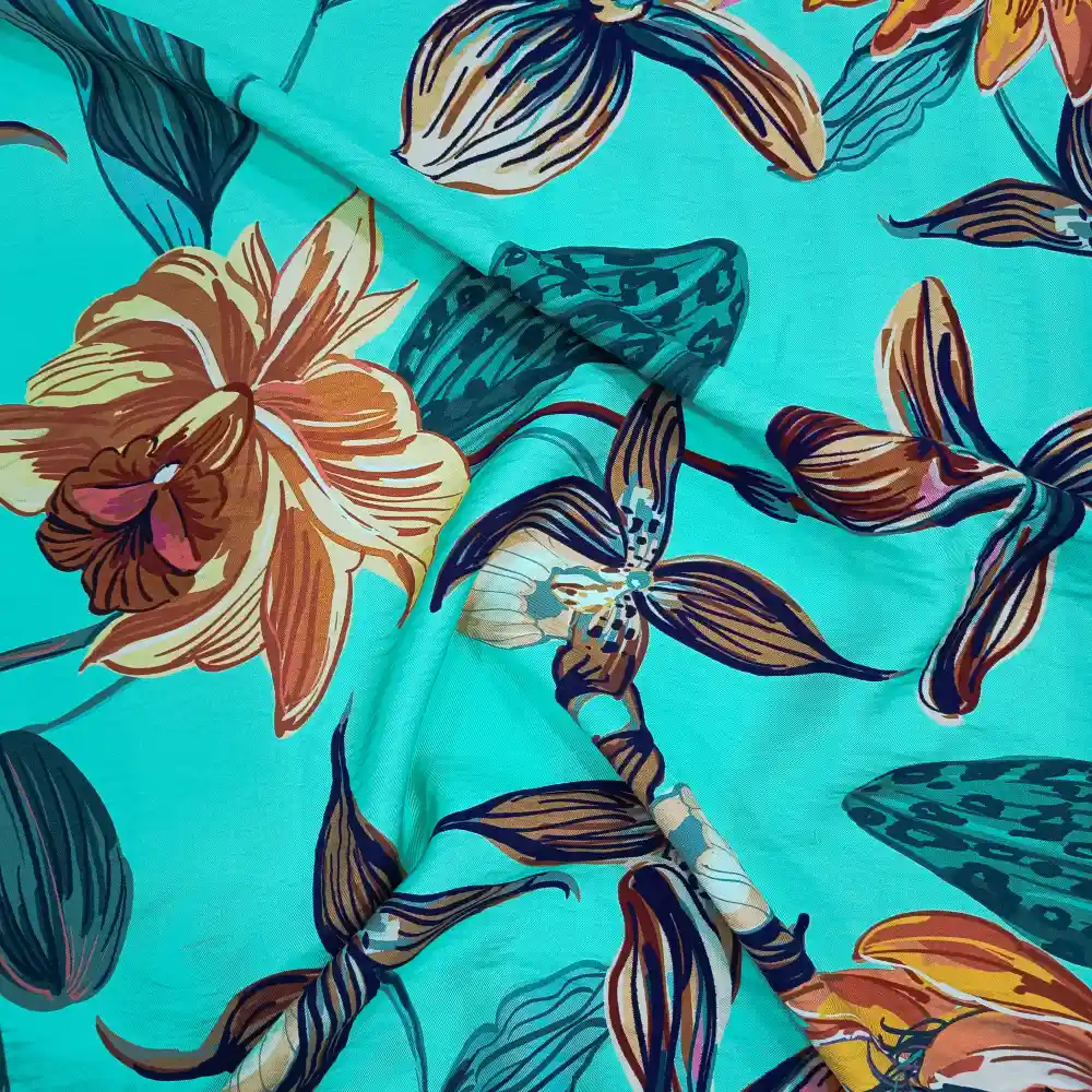 Tela de viscosa floral tropical - Imagen 3