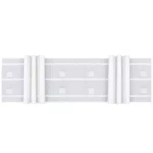 Cinta cortina encrestadora automática blanca con pliegues agrupados para la confección y fruncido de cortinas y visillos.