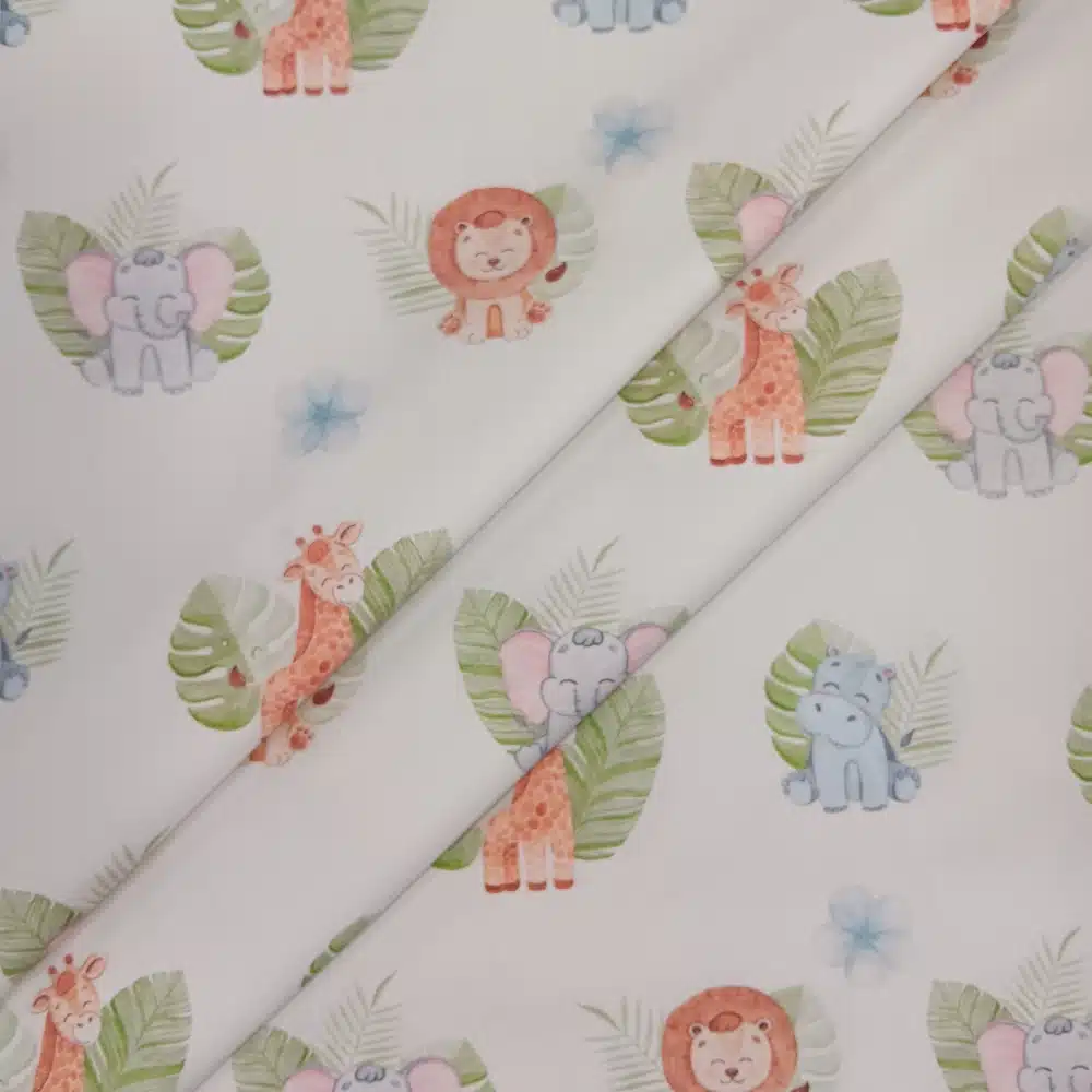 Tela de algodón estampada con animales selváticos - Imagen 2