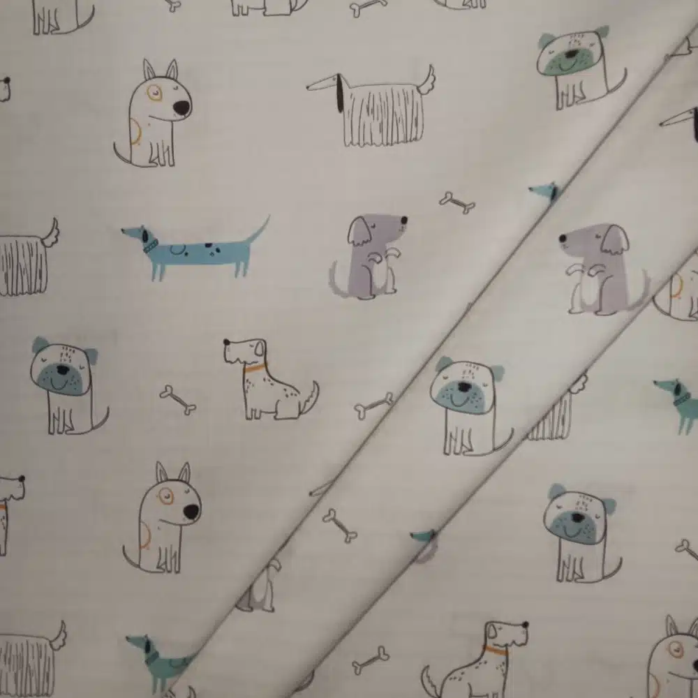 Tela de algodón estampada con perros divertidos - Imagen 2